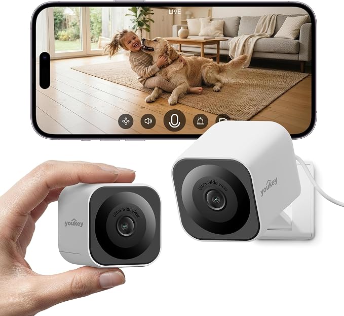 Youkey P370A Indoor Cube Security Camera 2K Wifi 6 Night Vision