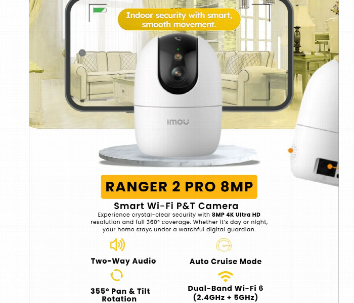 Imou IPC-S2EP-8X0S Ranger 2 Pro 8MP indoor Wi-Fi PTZ security camera