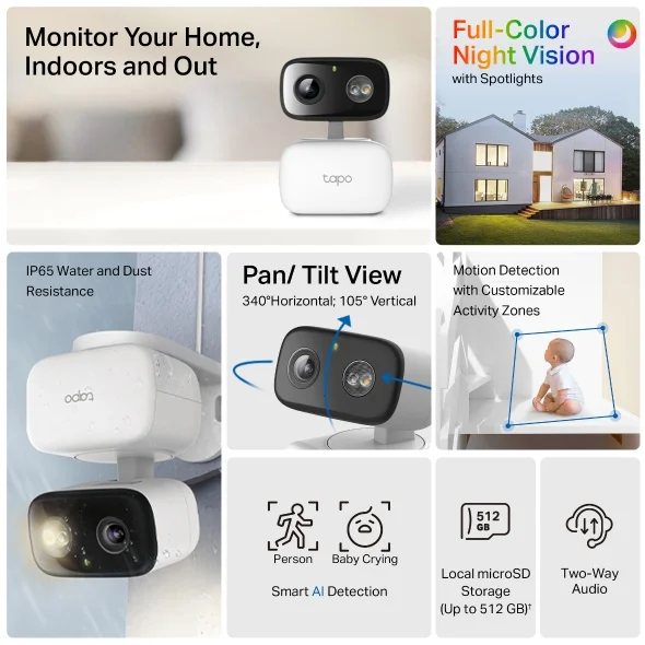 Tapo C206 Indoor/Outdoor Pan/Tilt Wi-Fi Security Camera view 3