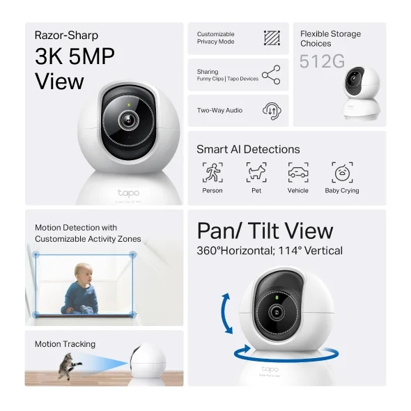 Tapo C230 Pan/Tilt AI Home Security Wi-Fi Camera view 2