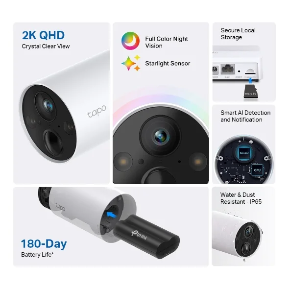 Tapo C420S2 Smart Wire-Free Camera Kit (2-pack + Hub) view 2