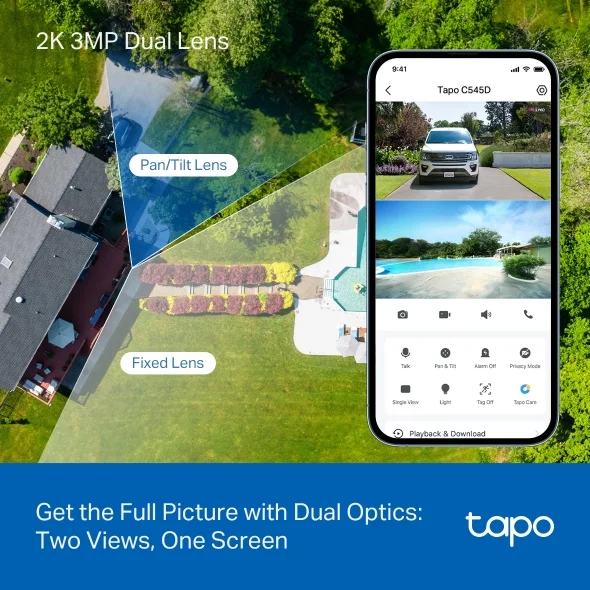 Tapo C545D 3MP Outdoor Dual-Lens Pan/Tilt Security Camera view 3